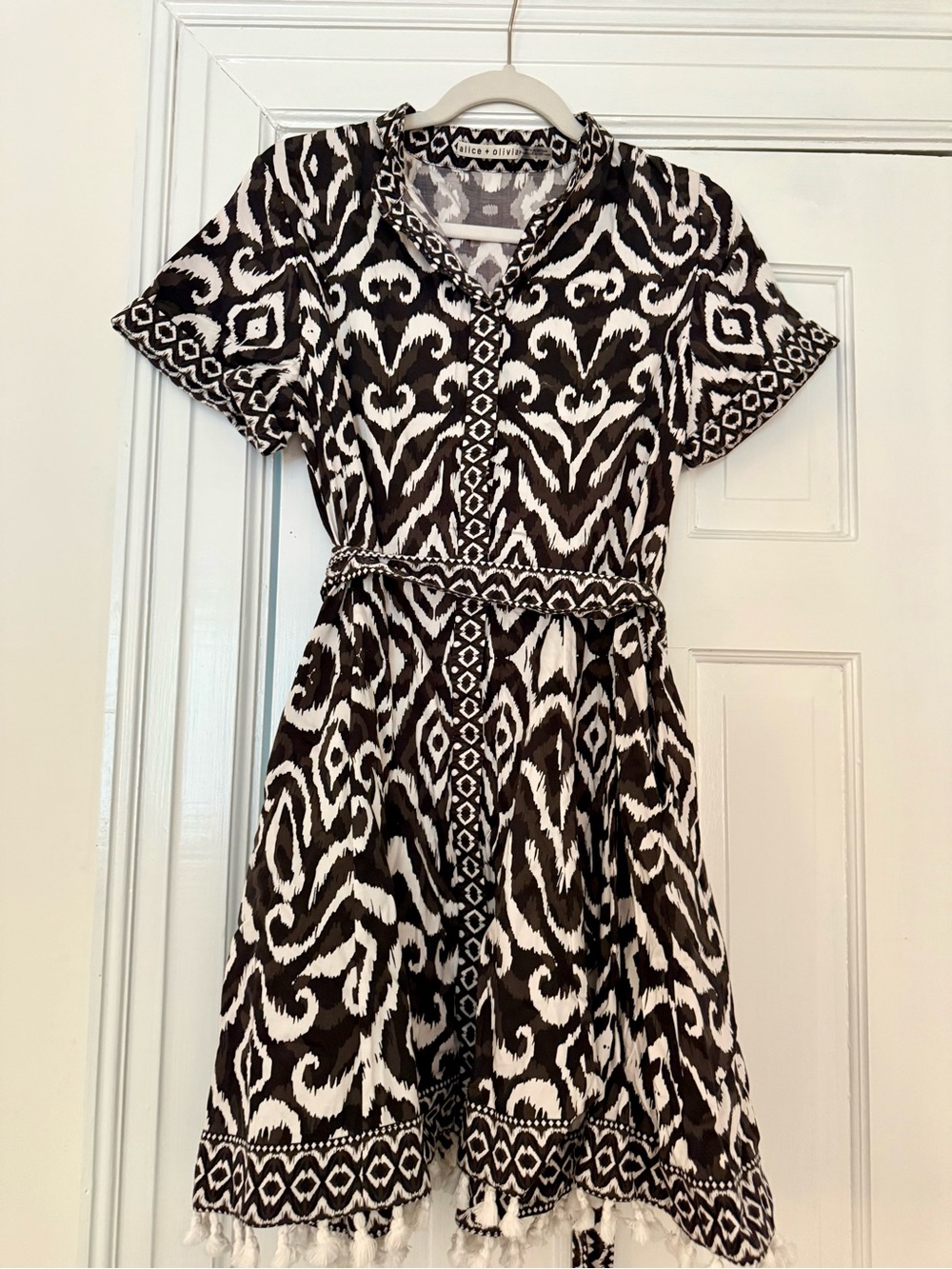 Alice + Olivia Mini Shirt Dress with Tie